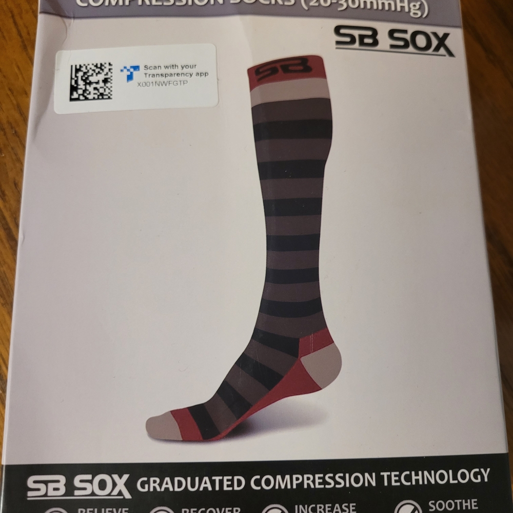 Men's Striped Compression Socks - Black and Red